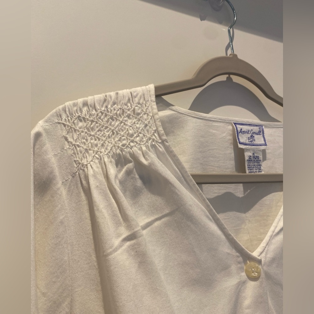 April Cornell White Button-Up Blouse - image 2
